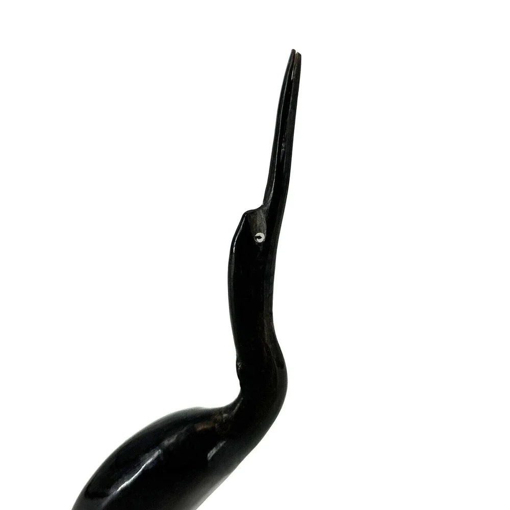 60s Bird‎ Stork Egret Heron Crane Carved Horn Figurine Sculpture Vtg MCM 11